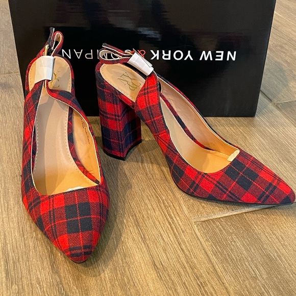 NIB Red Plaid slingback with chunky heel 😍 multiple sizes - Picture 2 of 6